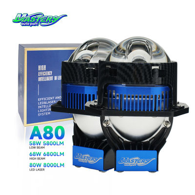 Masters A80 Lens LED Lazer/Hi/Lo Beam 85W 8500 Lumen 3 inç Çift Lazer Projeksiyonu